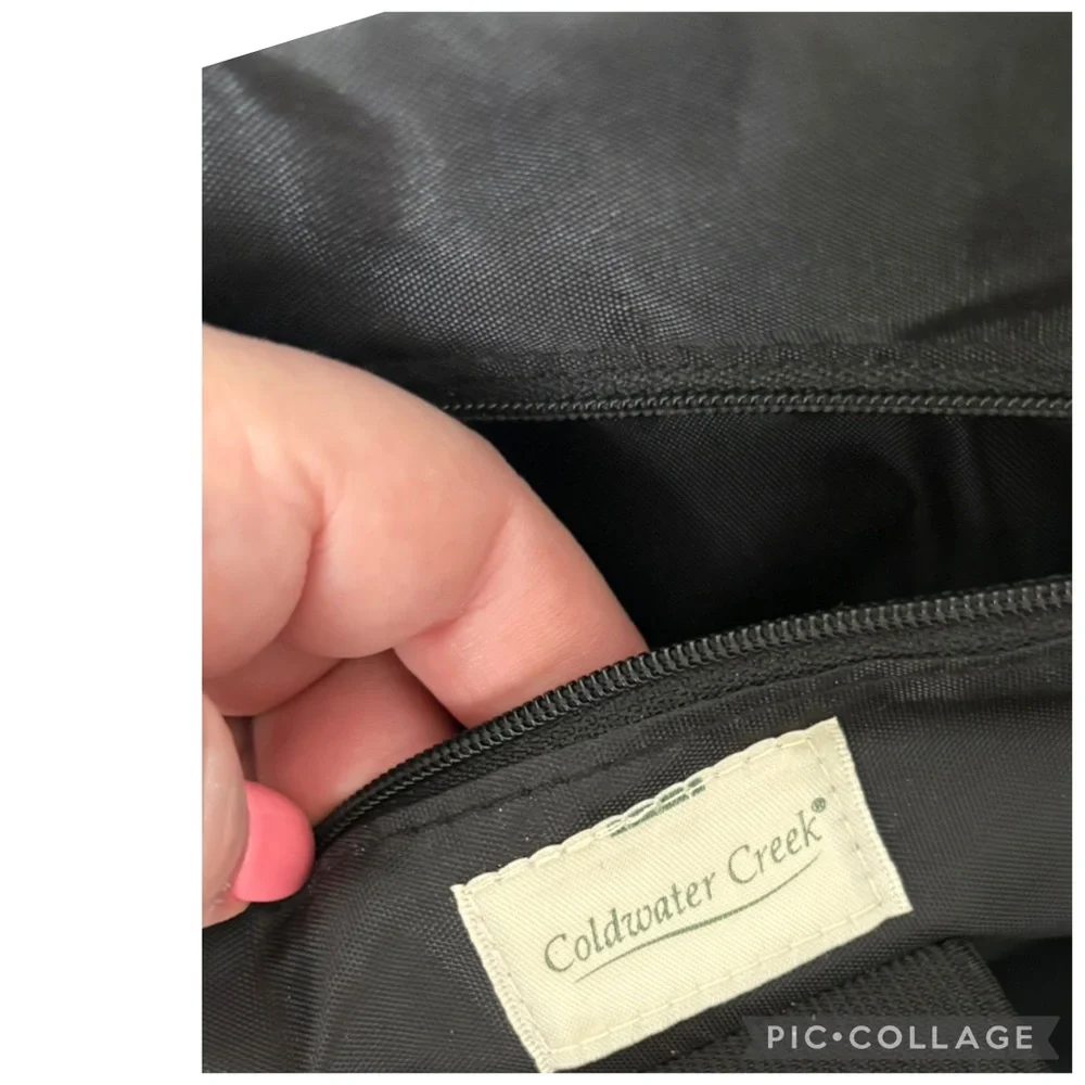 Coldwater Creek Hampton Black Woven Laptop Work Tote Computer Bag